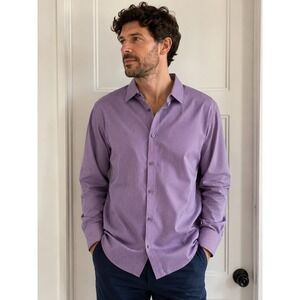 Ted Baker London Archive Mens 17 Purple Stripe Cotton Button Down Shirt XL